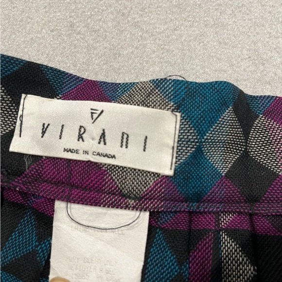 [US14] VTG Virani 100 Wool Multicoloured Pleated Geometric pattern Full Skirt - Picture 3 of 9
